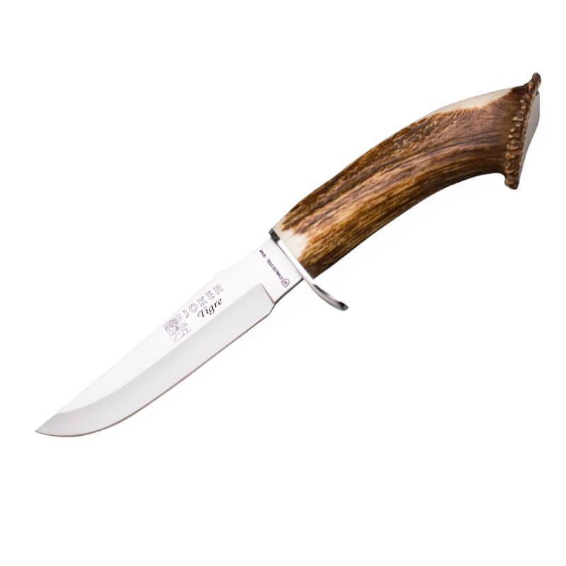 Cuchillo de caza Joker Tigre con mango de asta de ciervo con rose...
