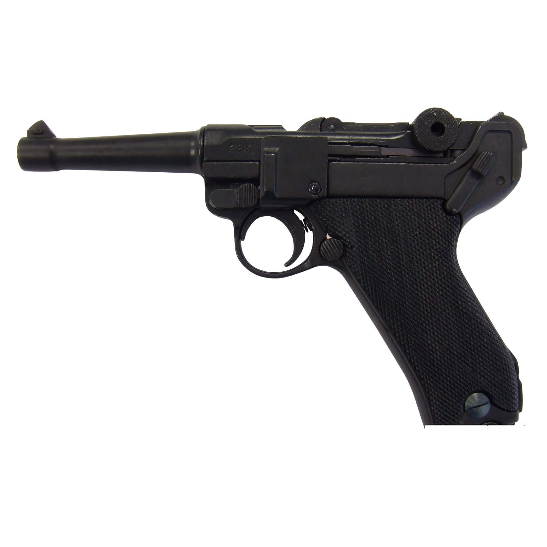 Pistola Parabellum Luger P08, Alemanha 1898 feita de metal e cabos de plástico preto