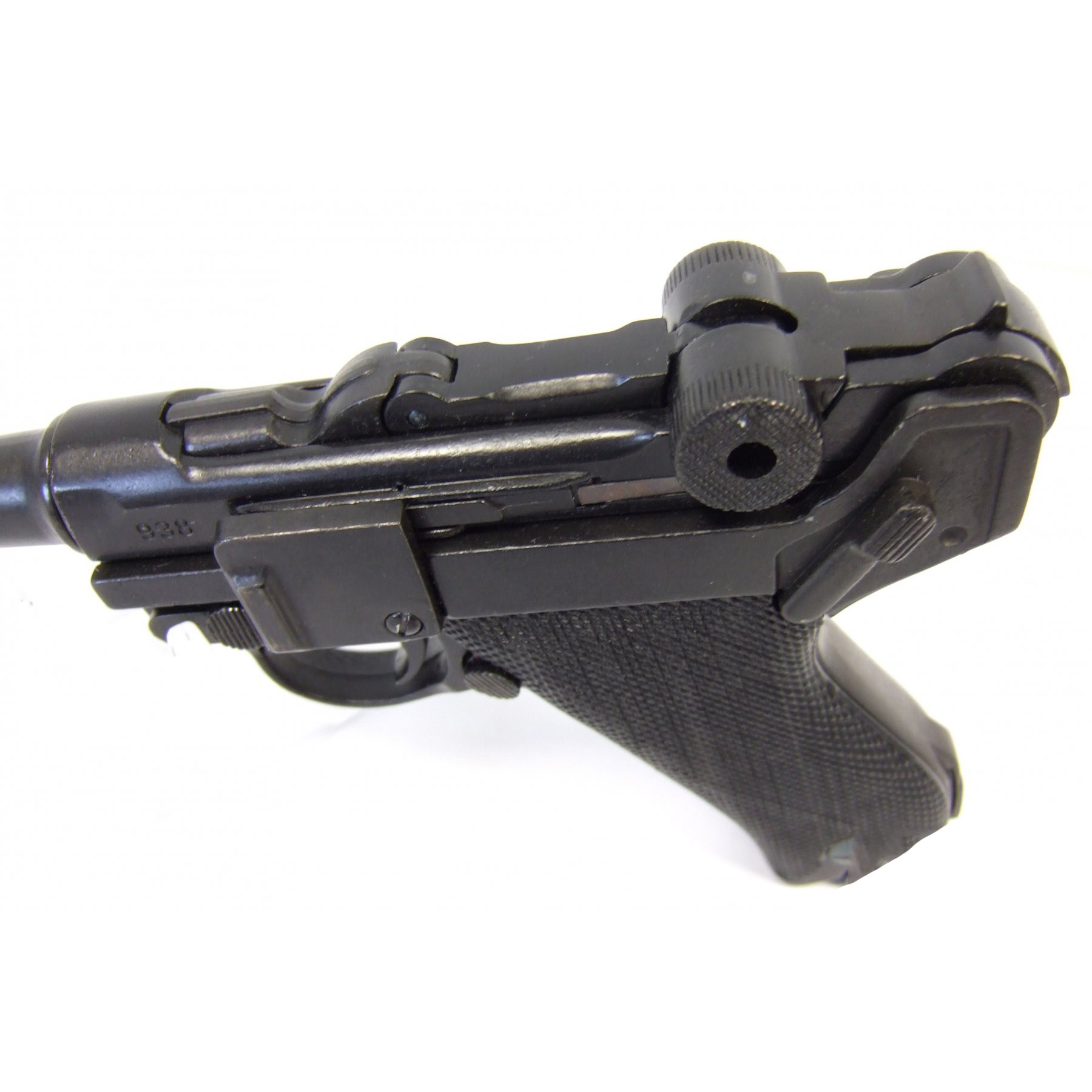 Pistola Parabellum Luger P08, Alemanha 1898 feita de metal e cabos de plástico preto