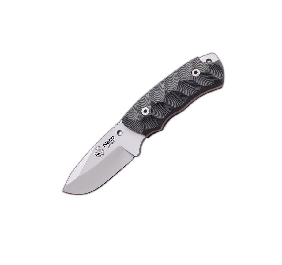 Coltello da collo JV Nano 2.0 con scaglie in micarta nera