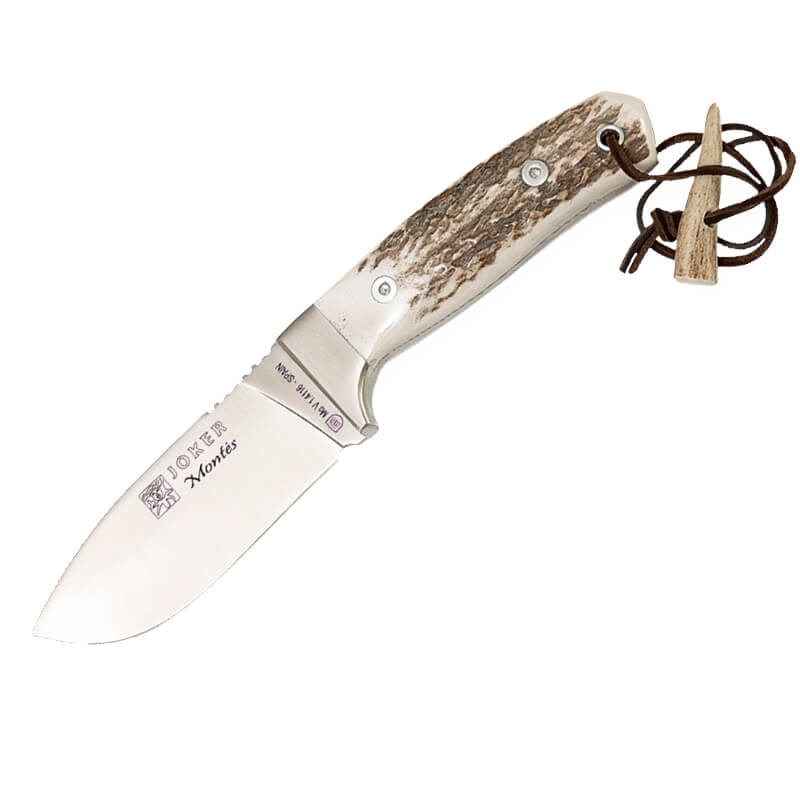 Joker Montés hunting knife with deer antler handle with bolster and 10 cm blade