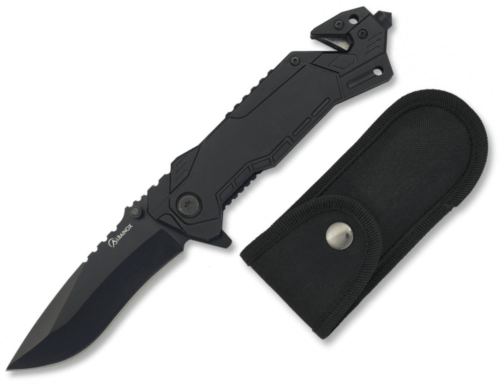 Navaja Albainox negra con cutter para cinturón de seguridad, punt...