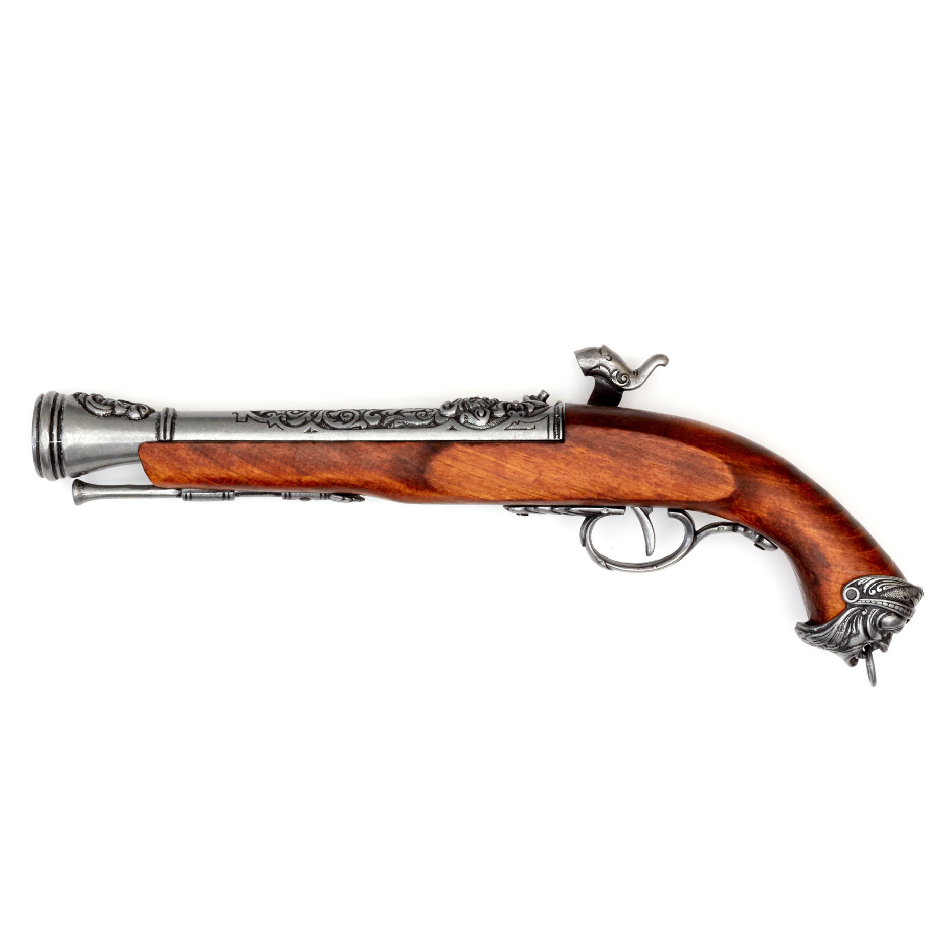 Pirate percussion pistol made of wood and metal, Italy, 18th century