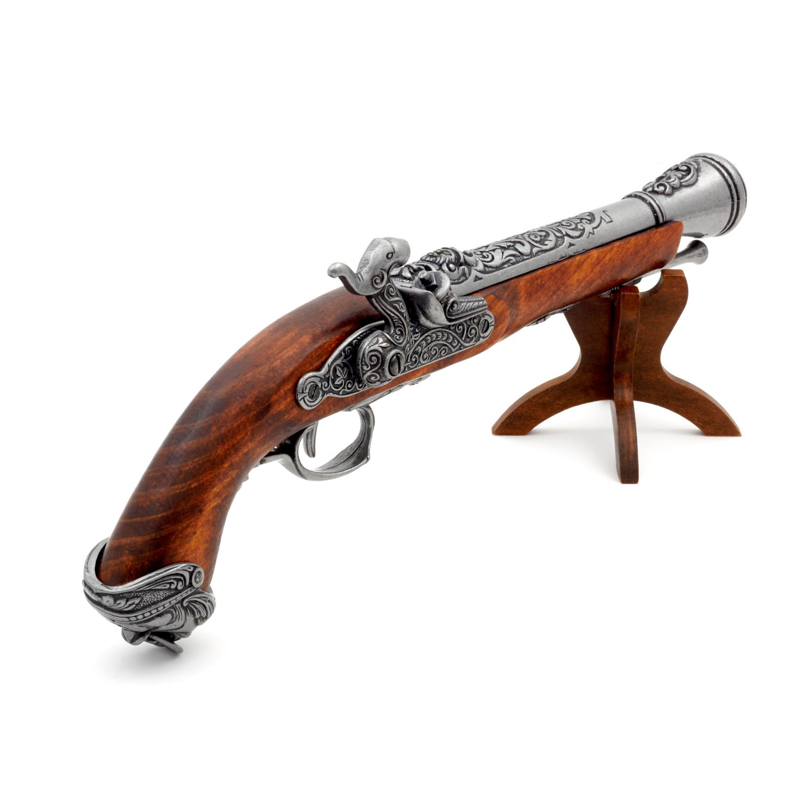 Pirate percussion pistol made of wood and metal, Italy, 18th century
