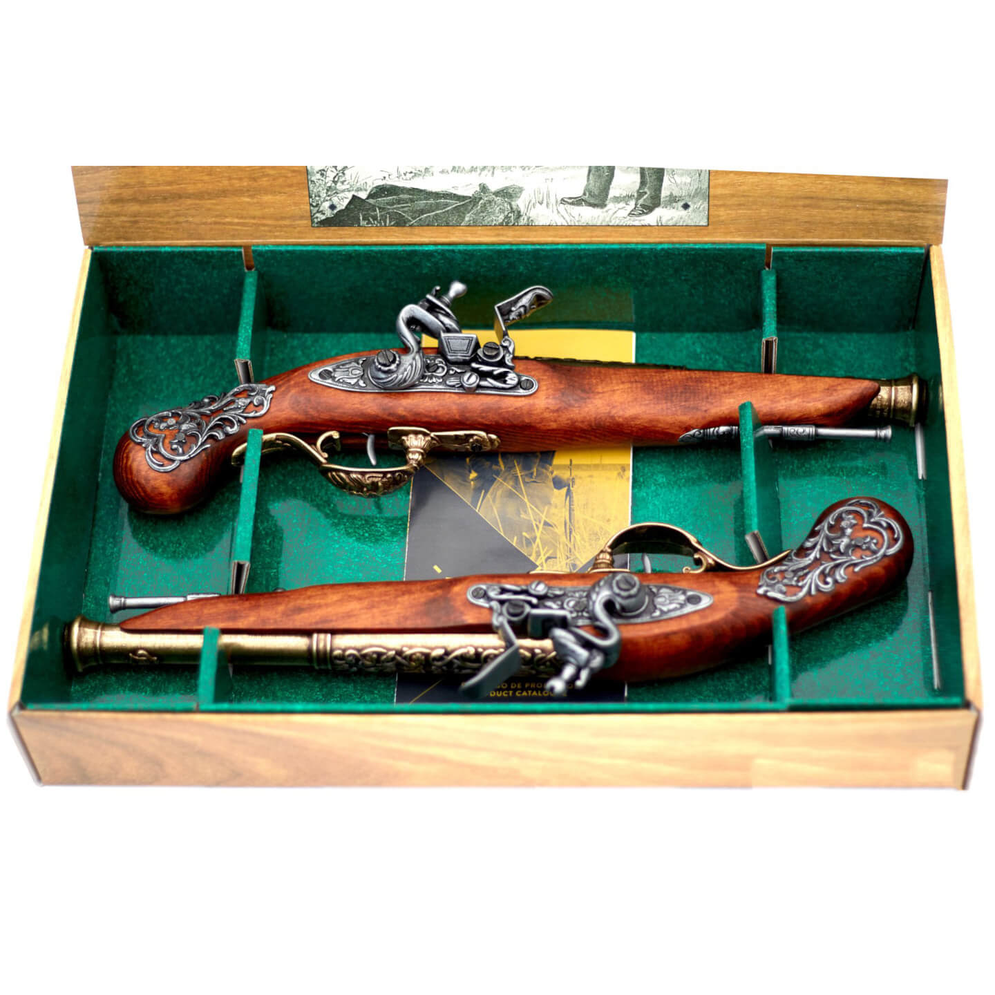 conjunto de 2 pistolas de duelo em madeira e metal do séc.