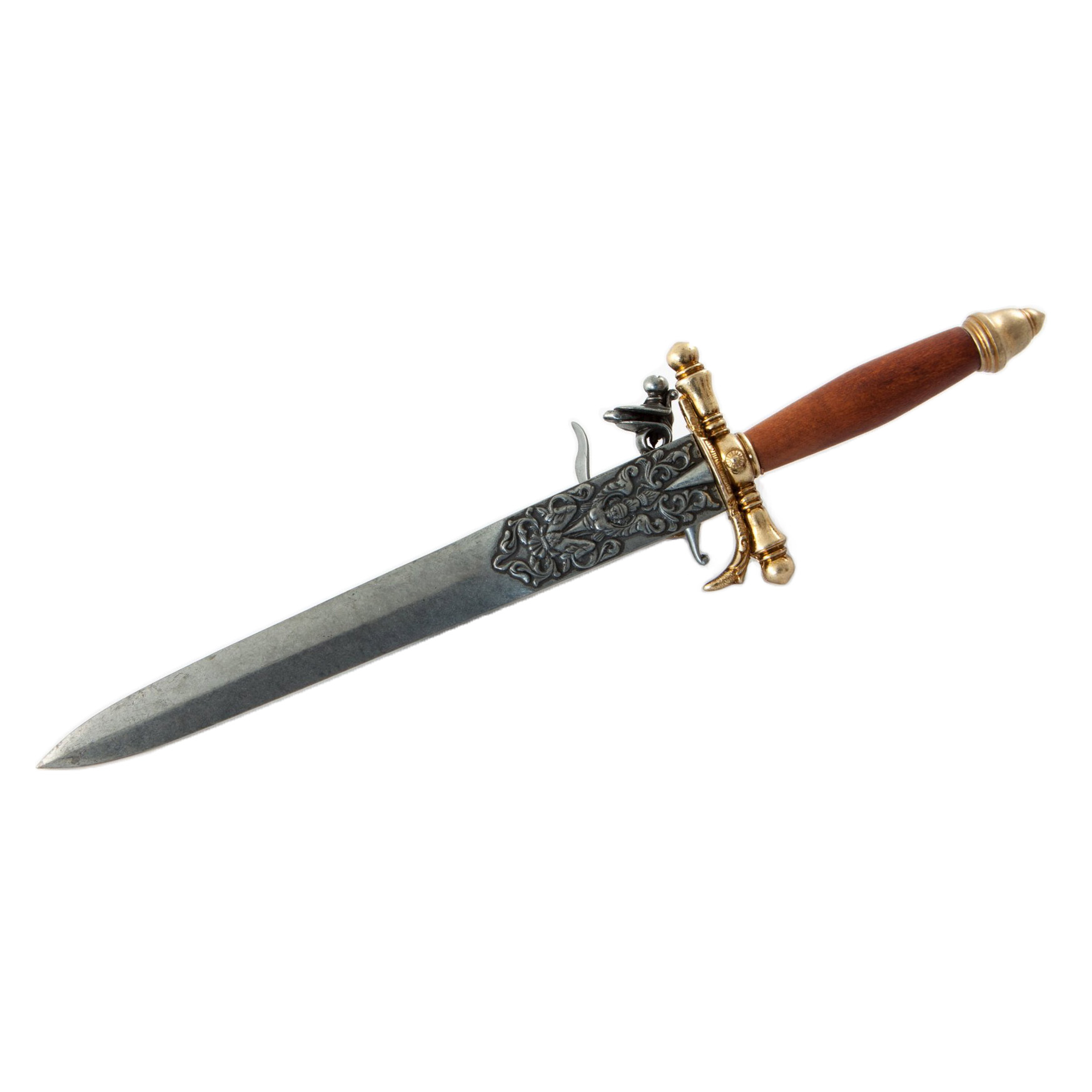 Wooden and metal dagger pistol with brass finish France 18th century