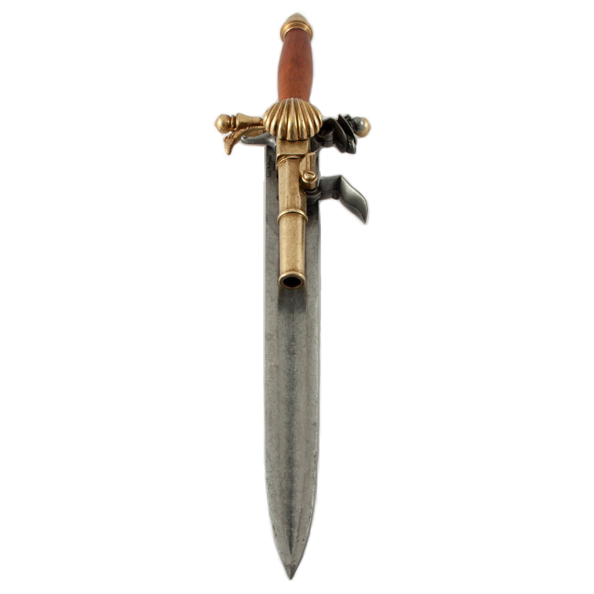 Wooden and metal dagger pistol with brass finish France 18th century