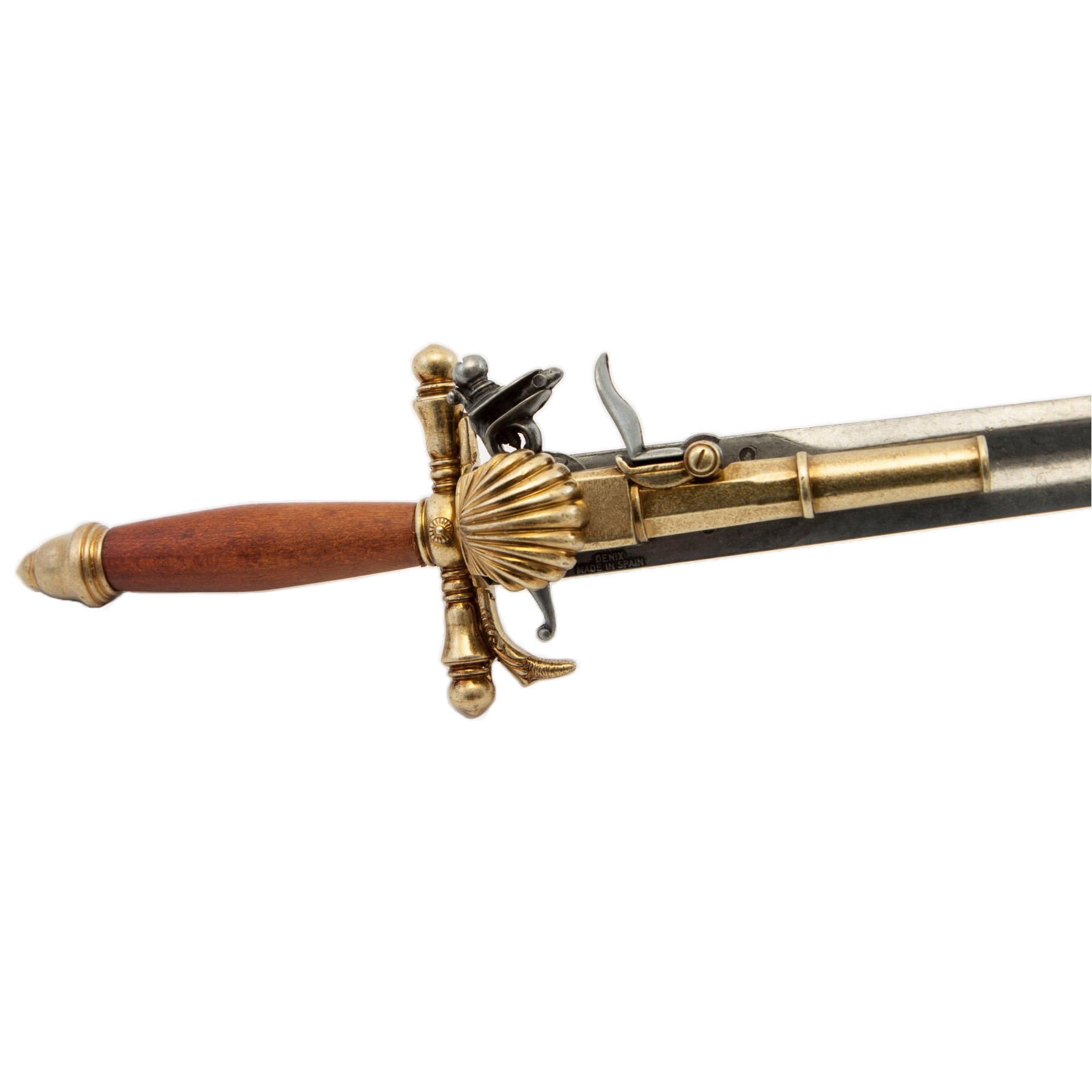 Wooden and metal dagger pistol with brass finish France 18th century