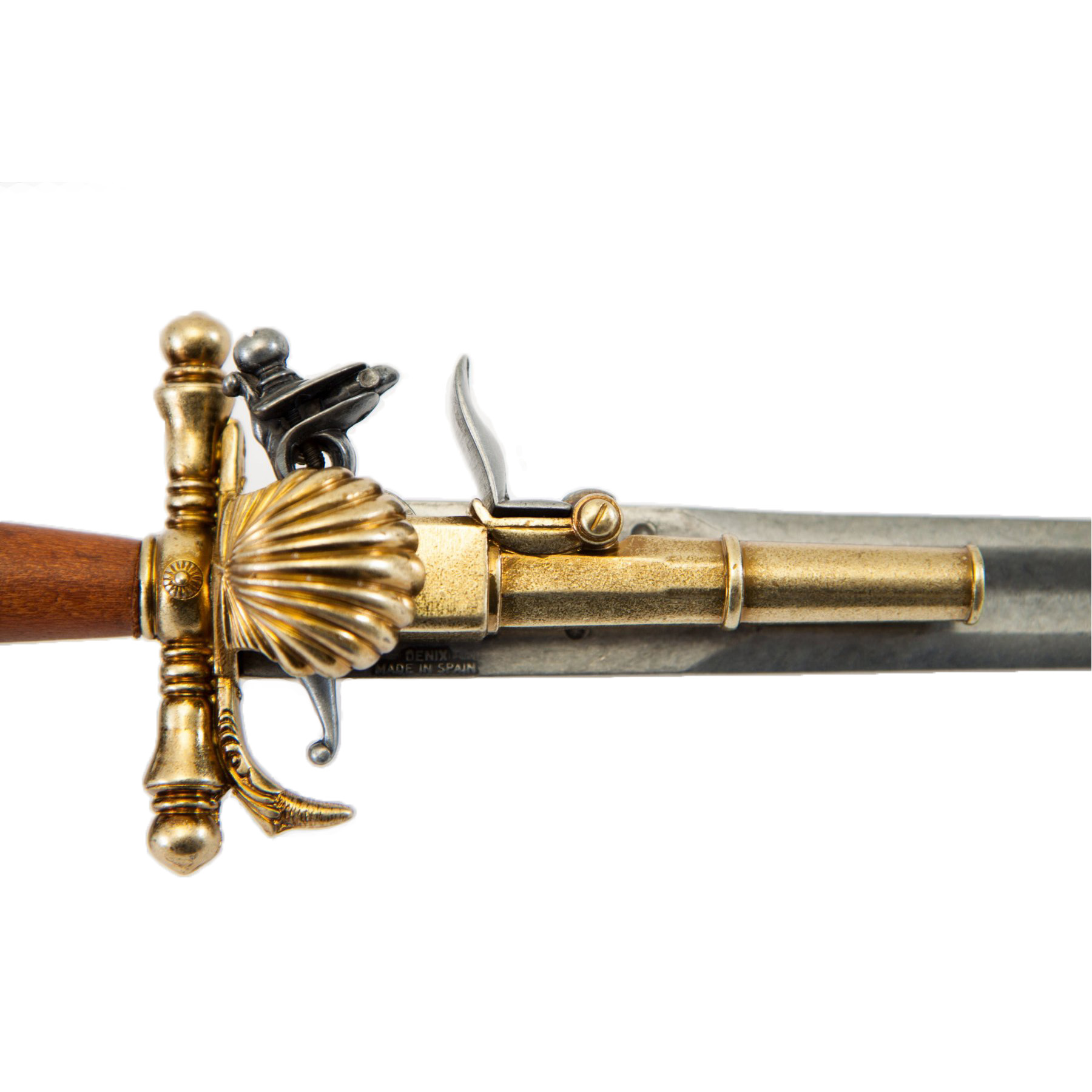 Wooden and metal dagger pistol with brass finish France 18th century