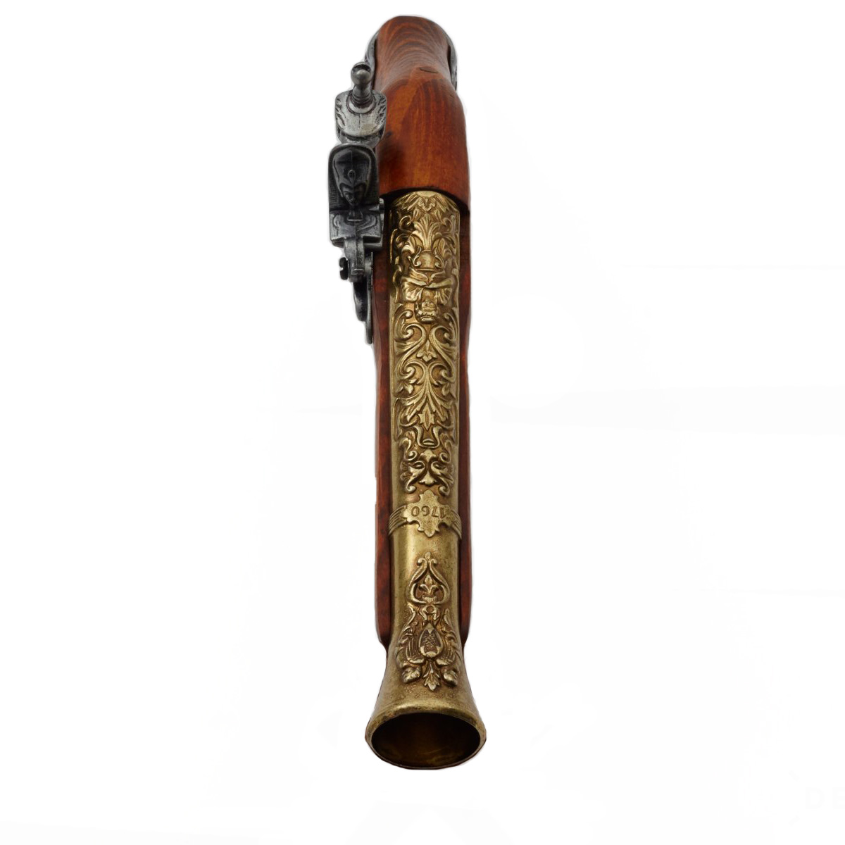 Wooden and metal flintlock pistol with brass finish, England, 18th century