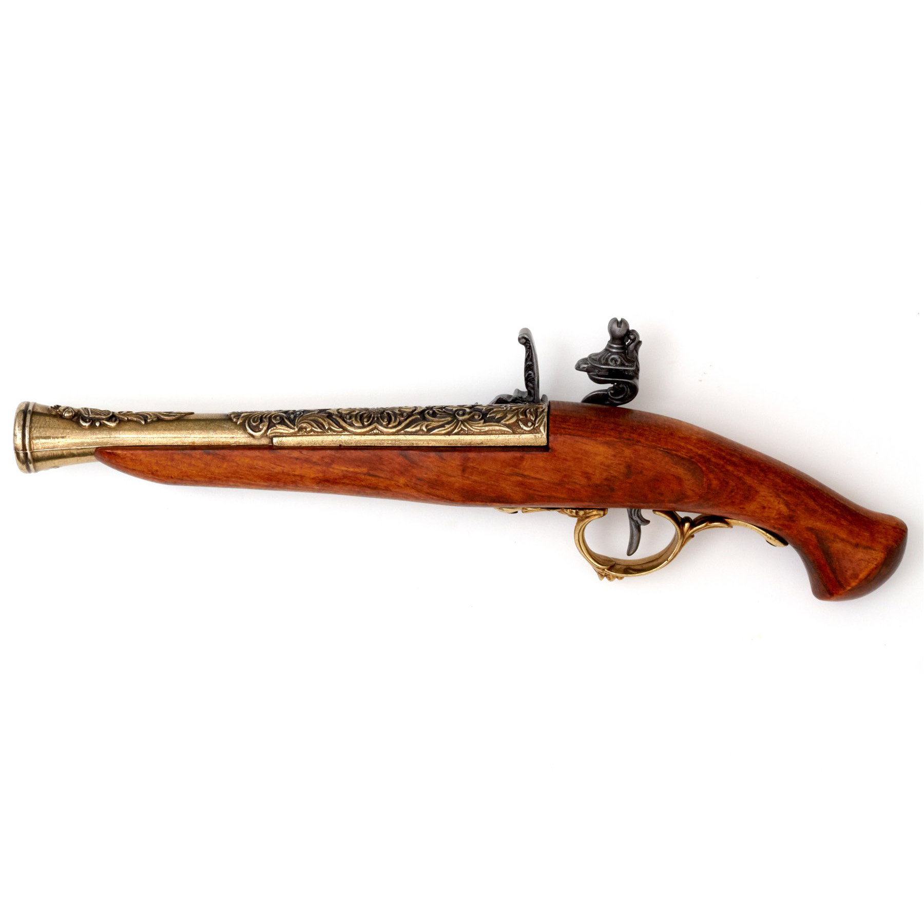 Flintlock pistol, wood and brass finish, Germany, 18th century