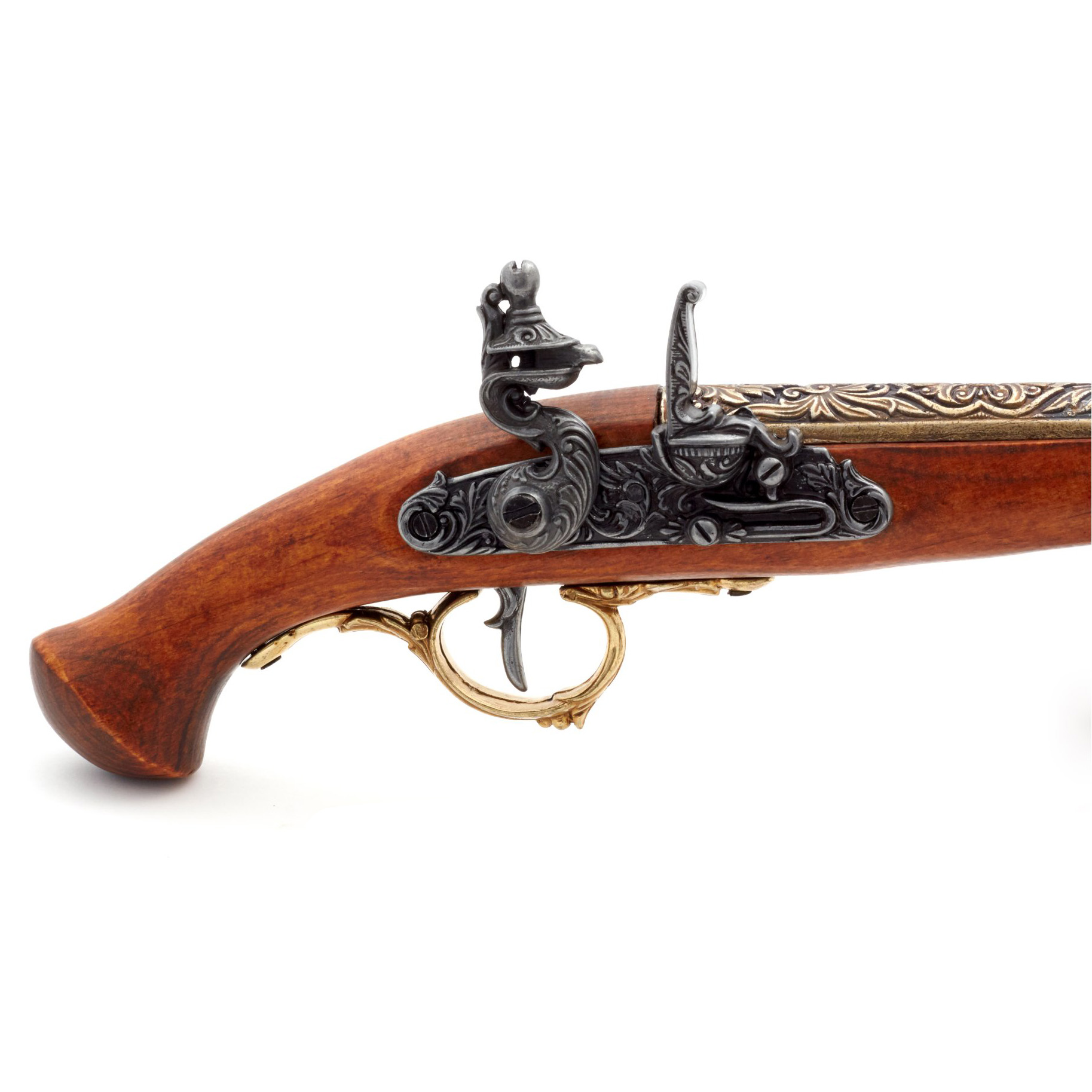 Flintlock pistol, wood and brass finish, Germany, 18th century