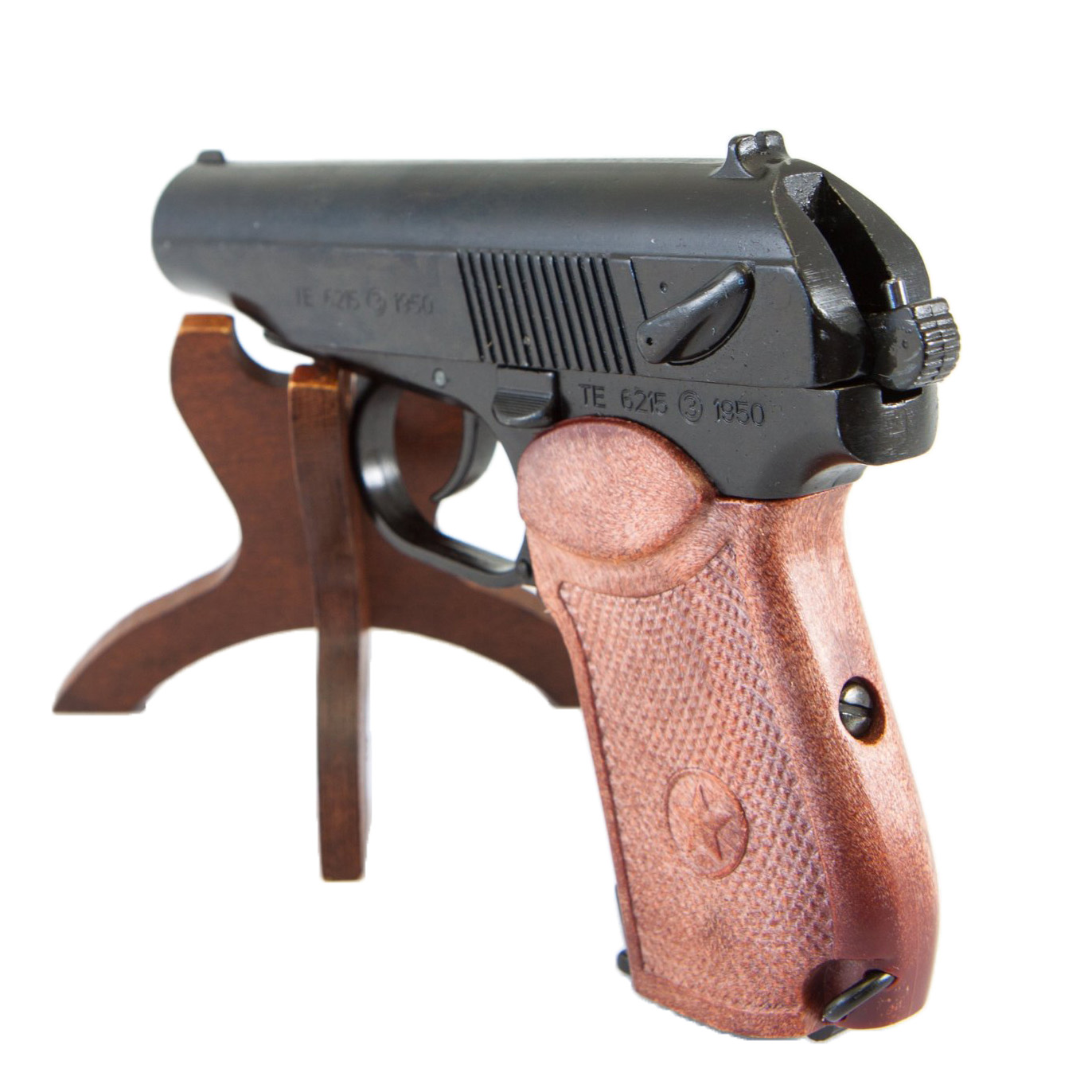 Réplica de pistola PM, Rússia 1955, feita de metal e imitação de madeira plástica