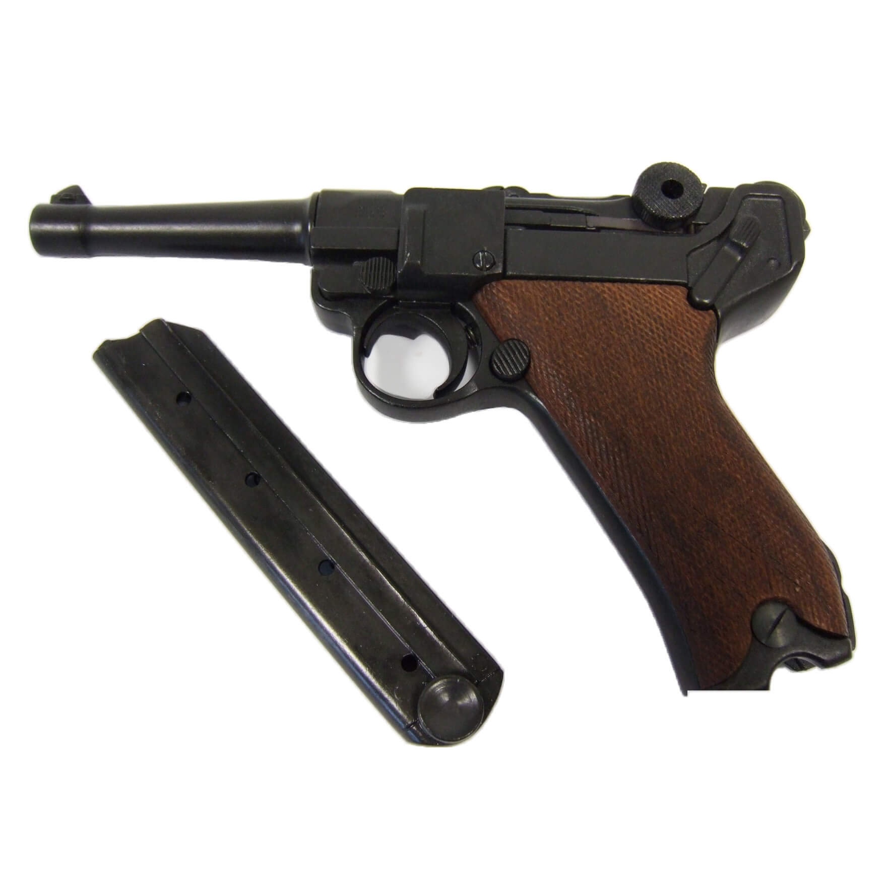 Pistola Parabellum Luger P08, Alemanha 1898 feita de metal e cabos de madeira