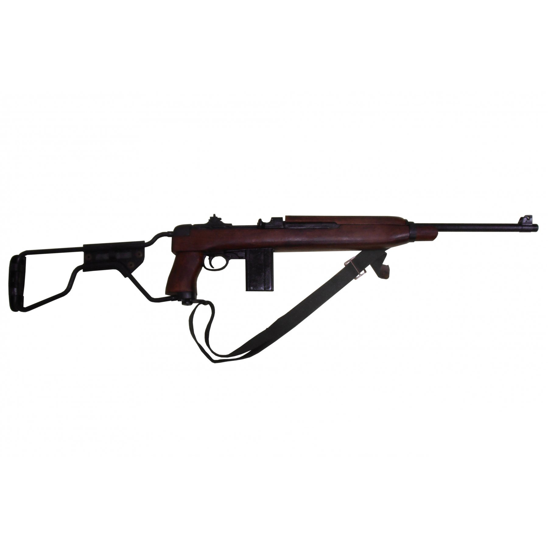 Réplica do mod de carabina M1A1. Paraquedista, EUA 1942 com pega em tecido