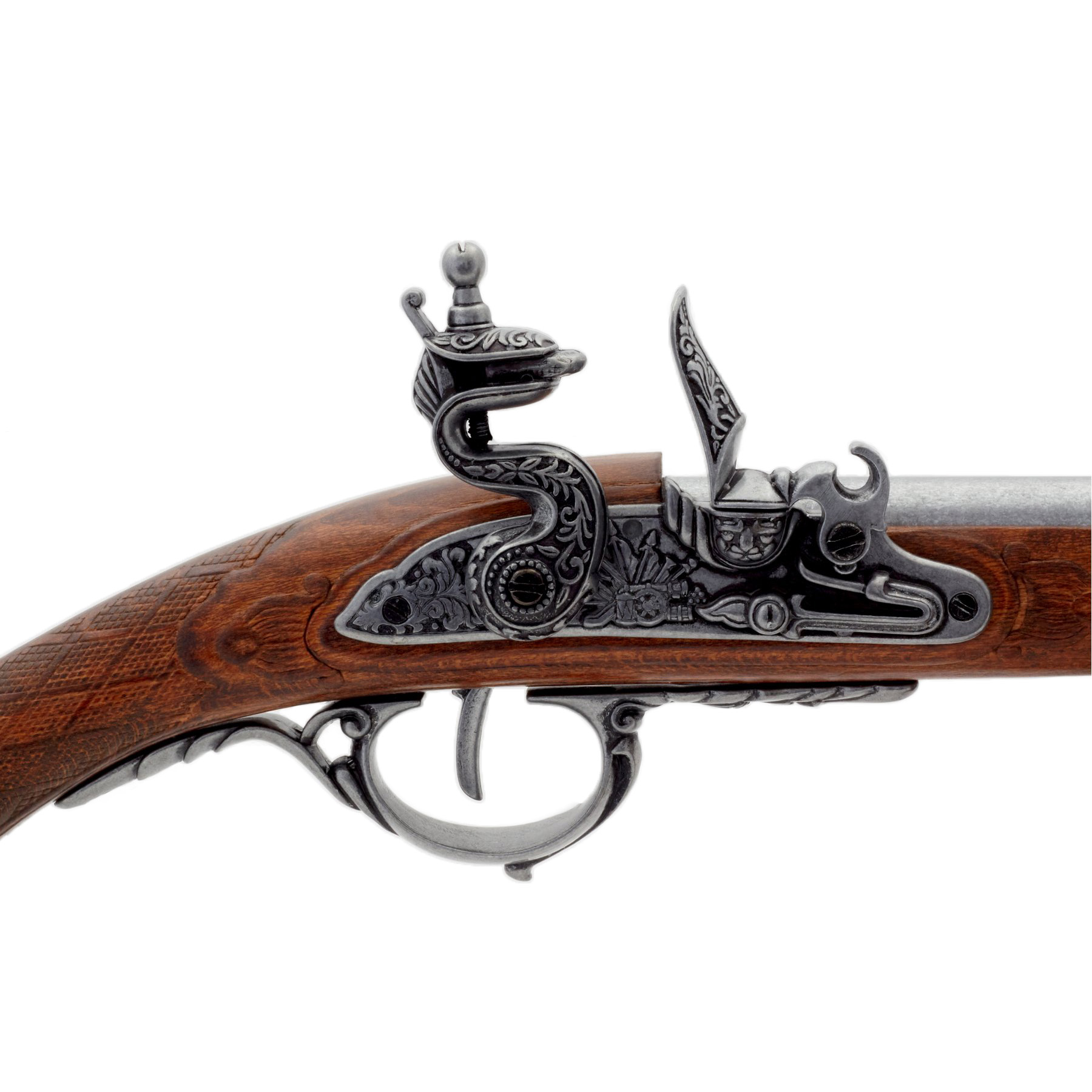 Espingarda de pederneira, França 1807, feita de madeira e metal