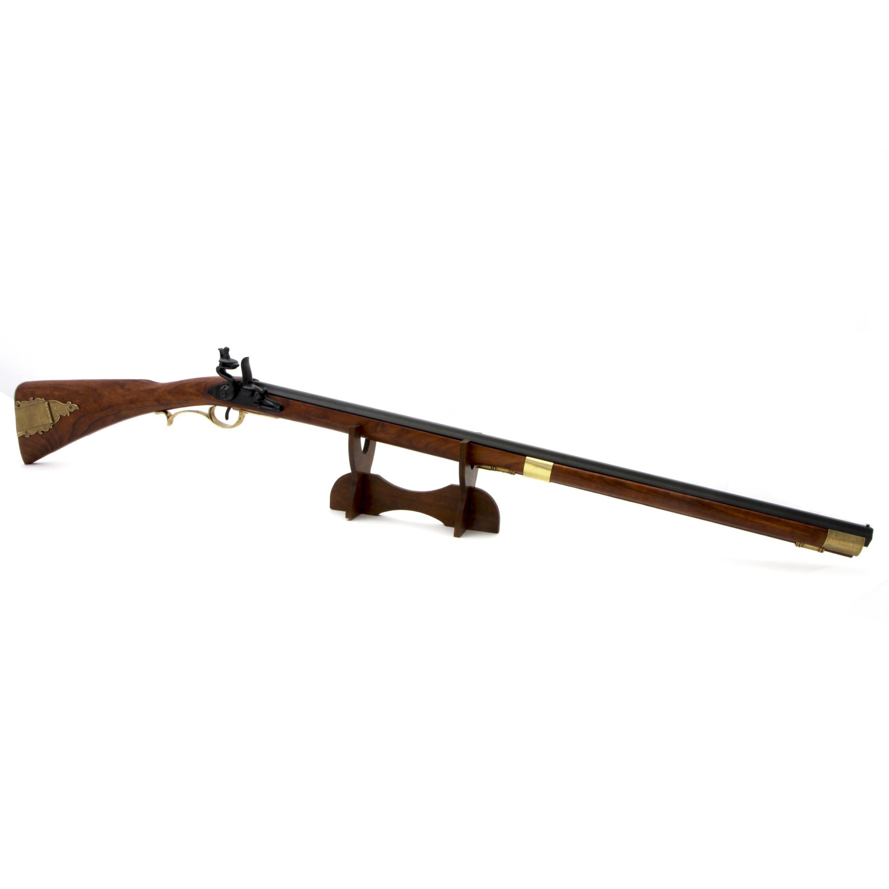 Kentucky carbine, USA, 19th century, made of wood and brass-finished metal