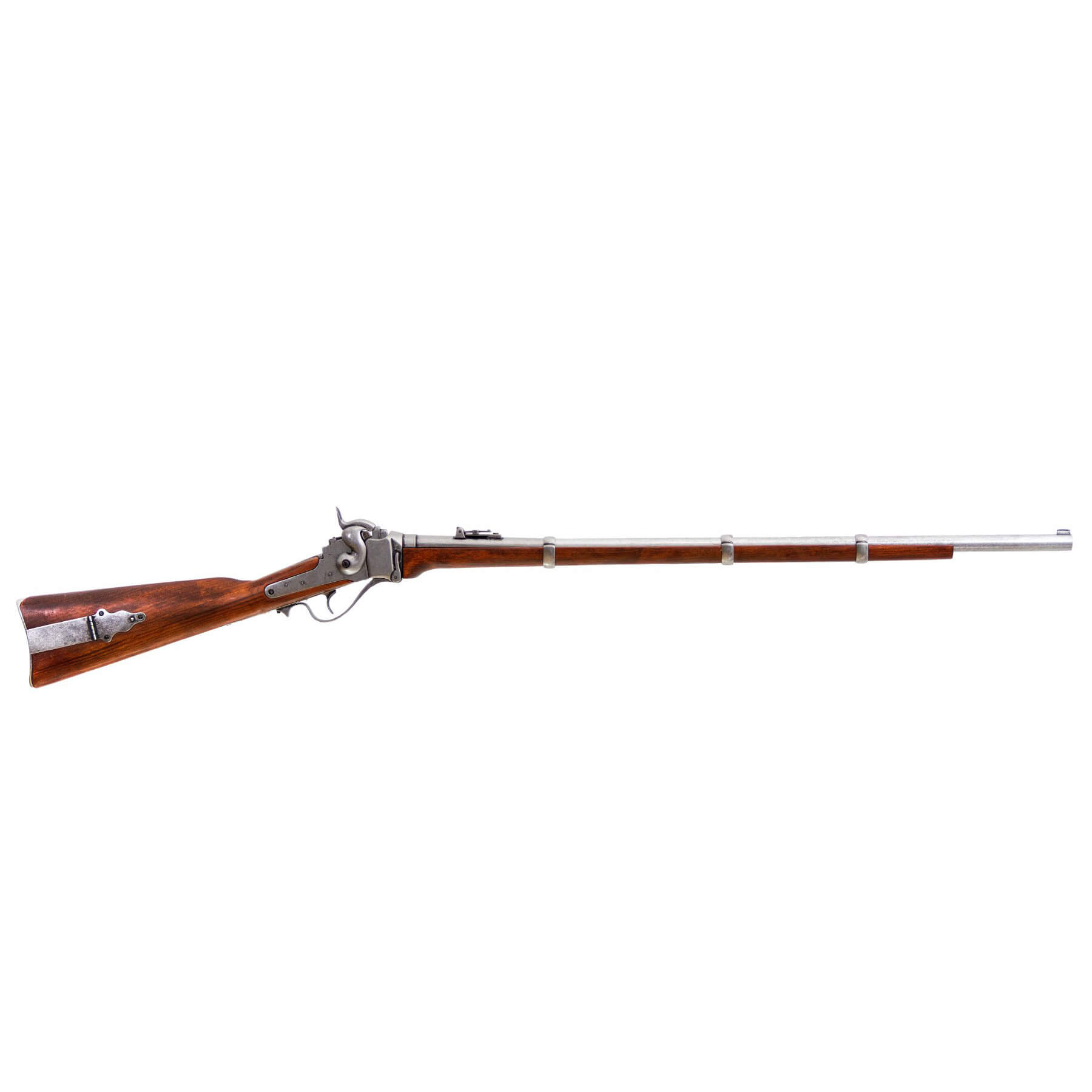 Espingarda militar Sharps, EUA 1859, feita de madeira e metal