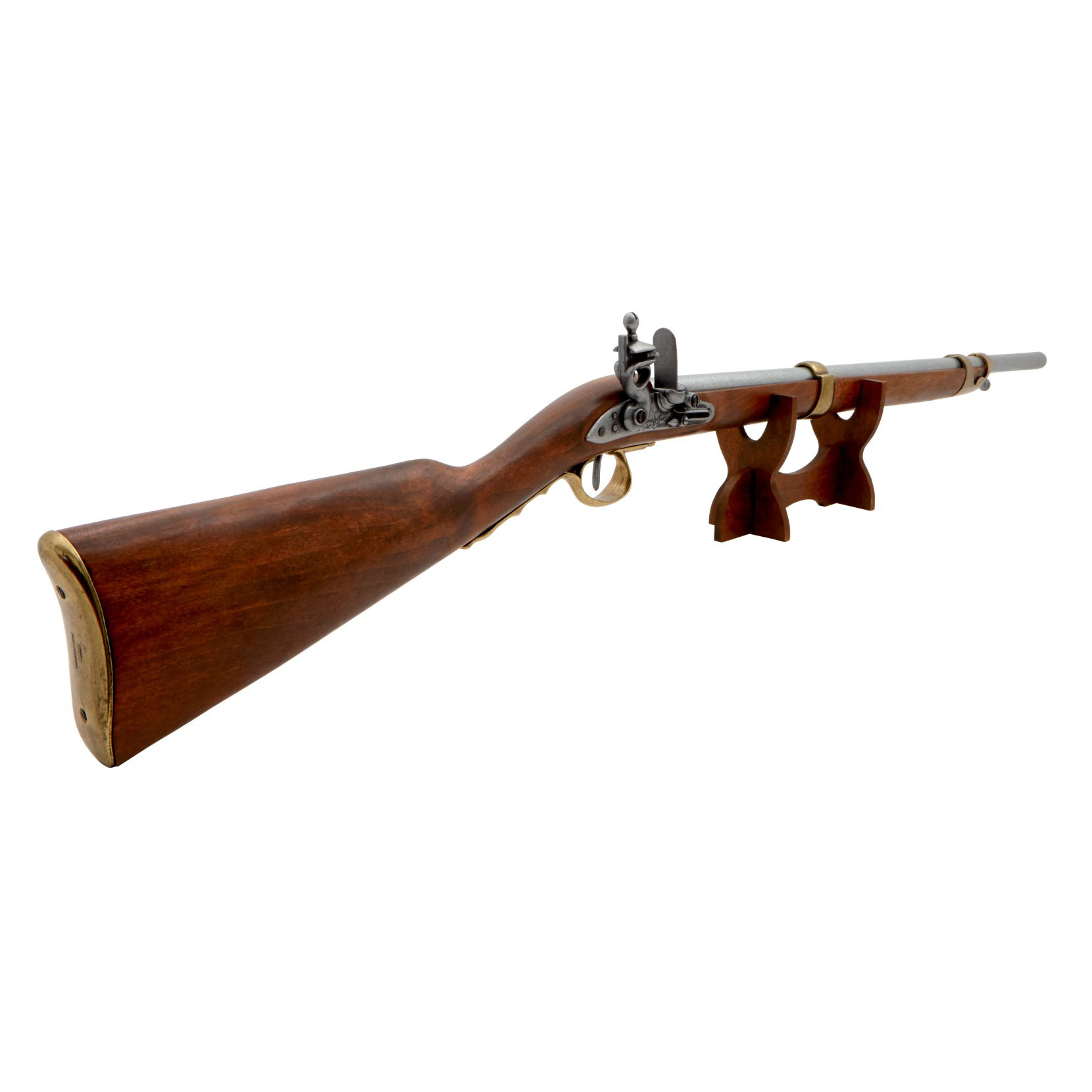 Flintlock carbine, France 1806, made of wood and metal with brass details