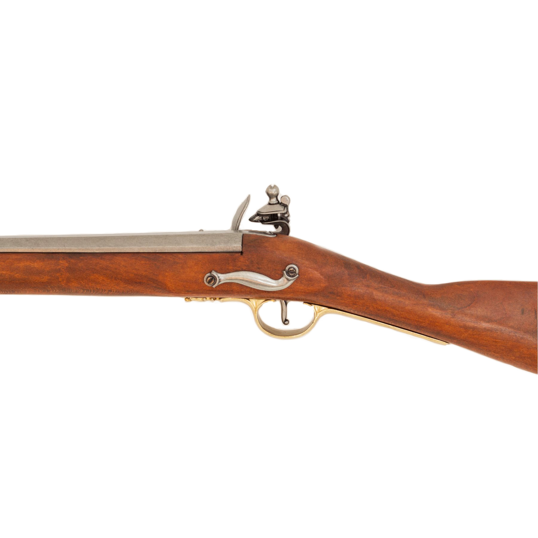 Mosquetão Land Pattern Brown Bess, Inglaterra 1722, fabricado em madeira e metal com detalhes em latão