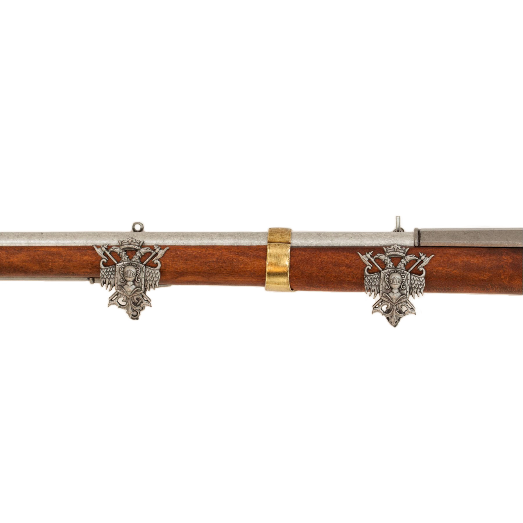 Mosquetão Land Pattern Brown Bess, Inglaterra 1722, fabricado em madeira e metal com detalhes em latão