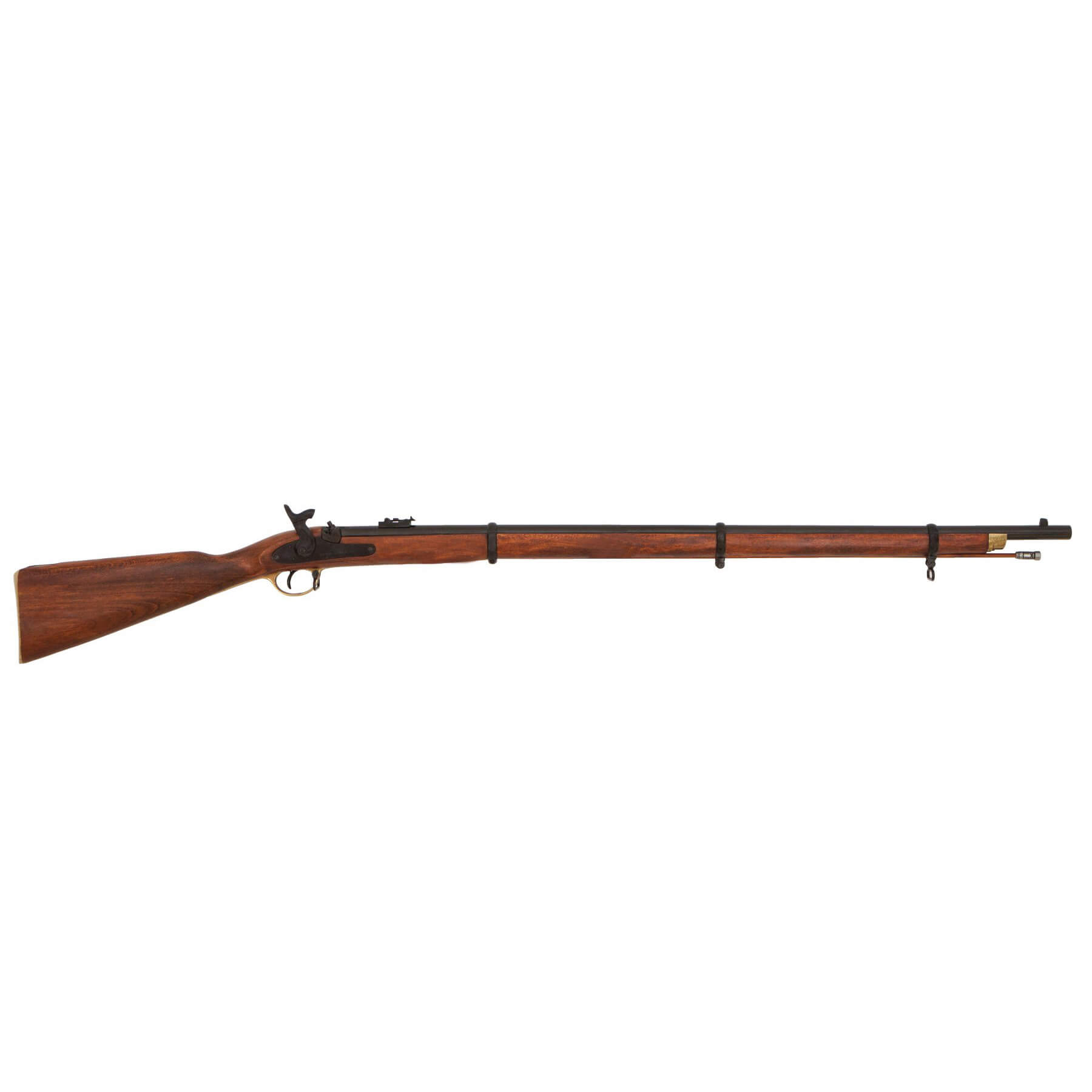 P-1853 Espingarda de mosquete Enfield, Inglaterra 1853, feita de latão e metal com acabamento em madeira