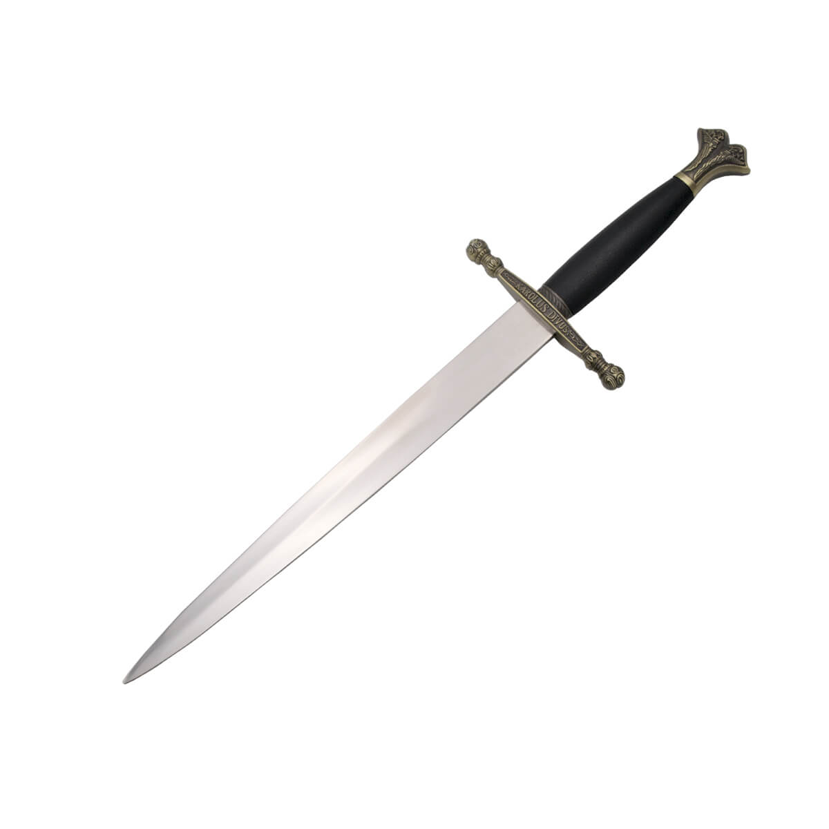 Dagger of Carlos V with pommel and guard in bronze color and hilt and scabbard in black
