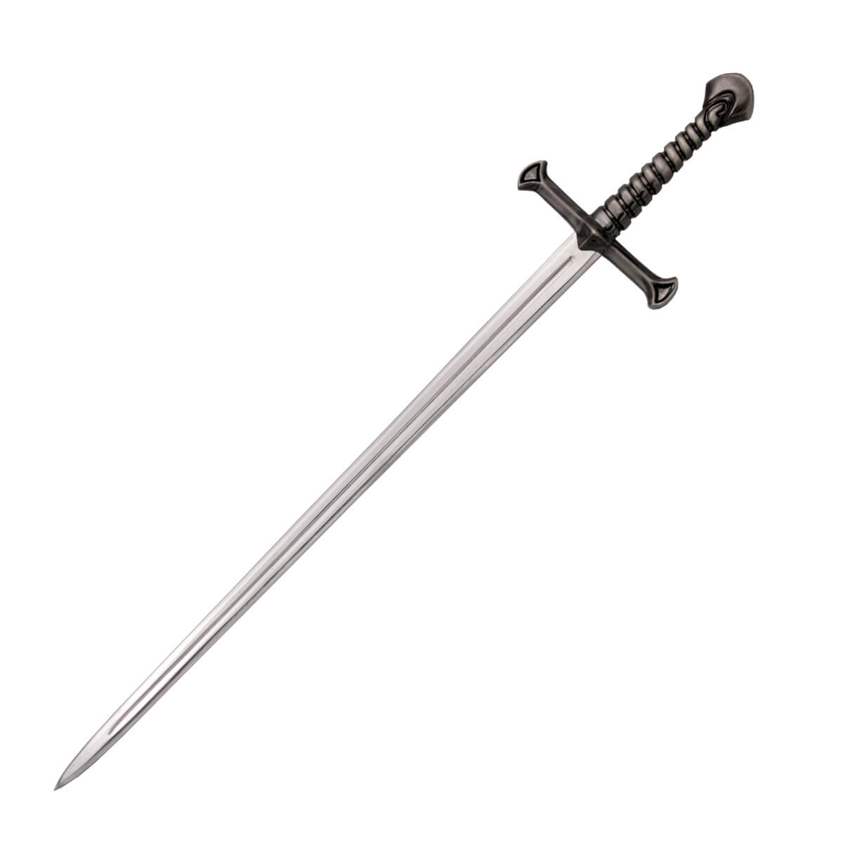 Abrecartas Anduril con pomo y guarda de color níquel y hoja de ac...