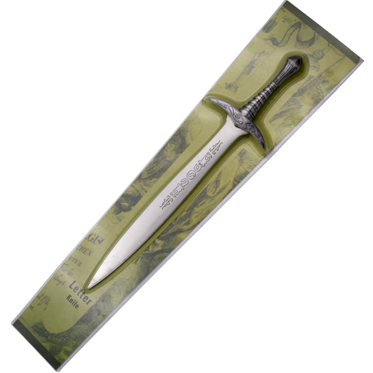 Frodos Schwert Brieföffner mit nickelfarbenem Knauf und Parierstange und 14 cm Stahlklinge