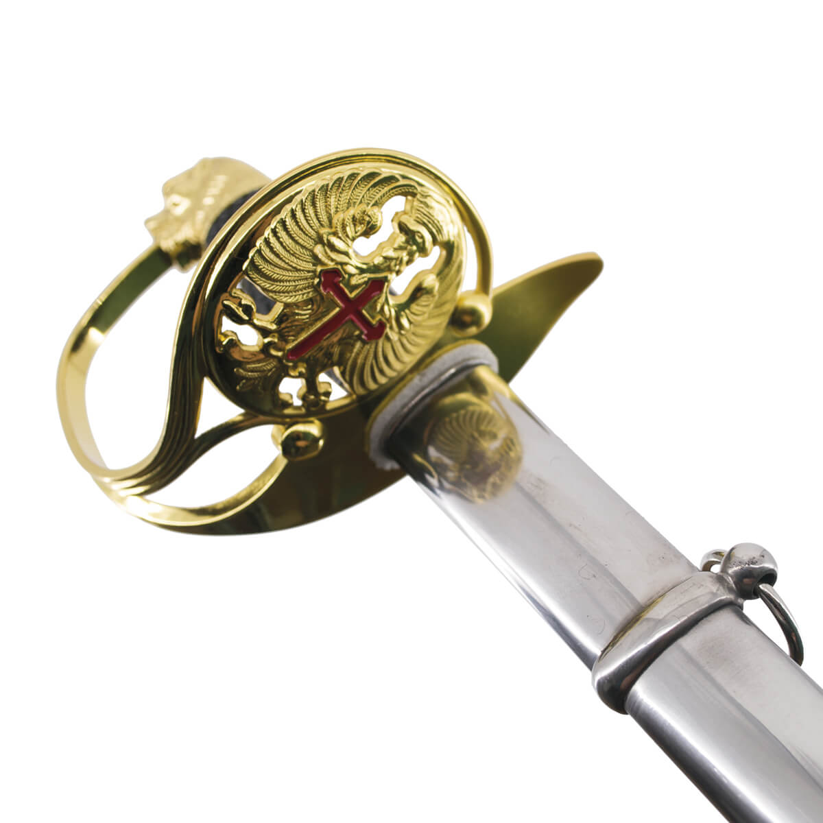 Sable del ejército de tierra español con pomo y guarda dorados