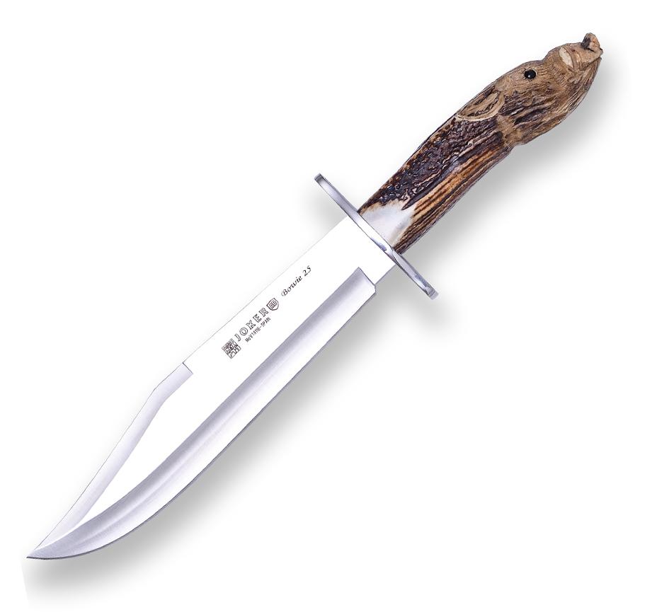 Cuchillo Bowie de caza y colección Joker con mango de asta de cie...