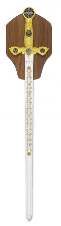 Espada templaria "Alba" con hoja de acero inox y panoplia