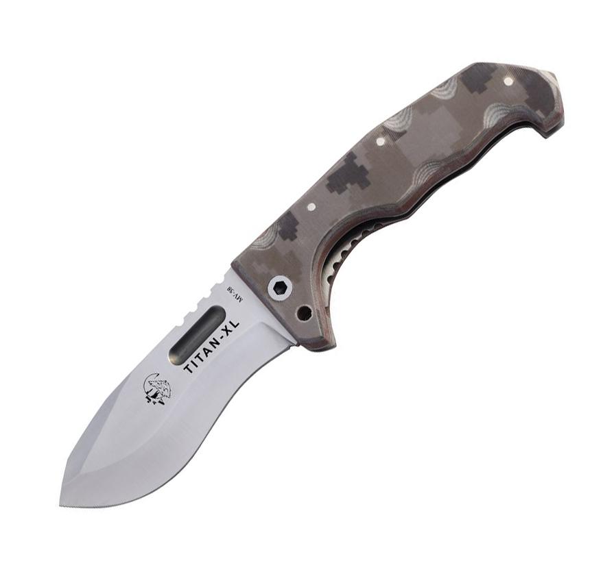 Coltellino tattico JV Titan XL con manico micarta camo pixel