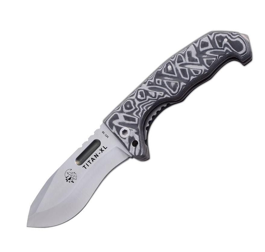 Coltellino tattico JV Titan XL con manico in micarta grigio