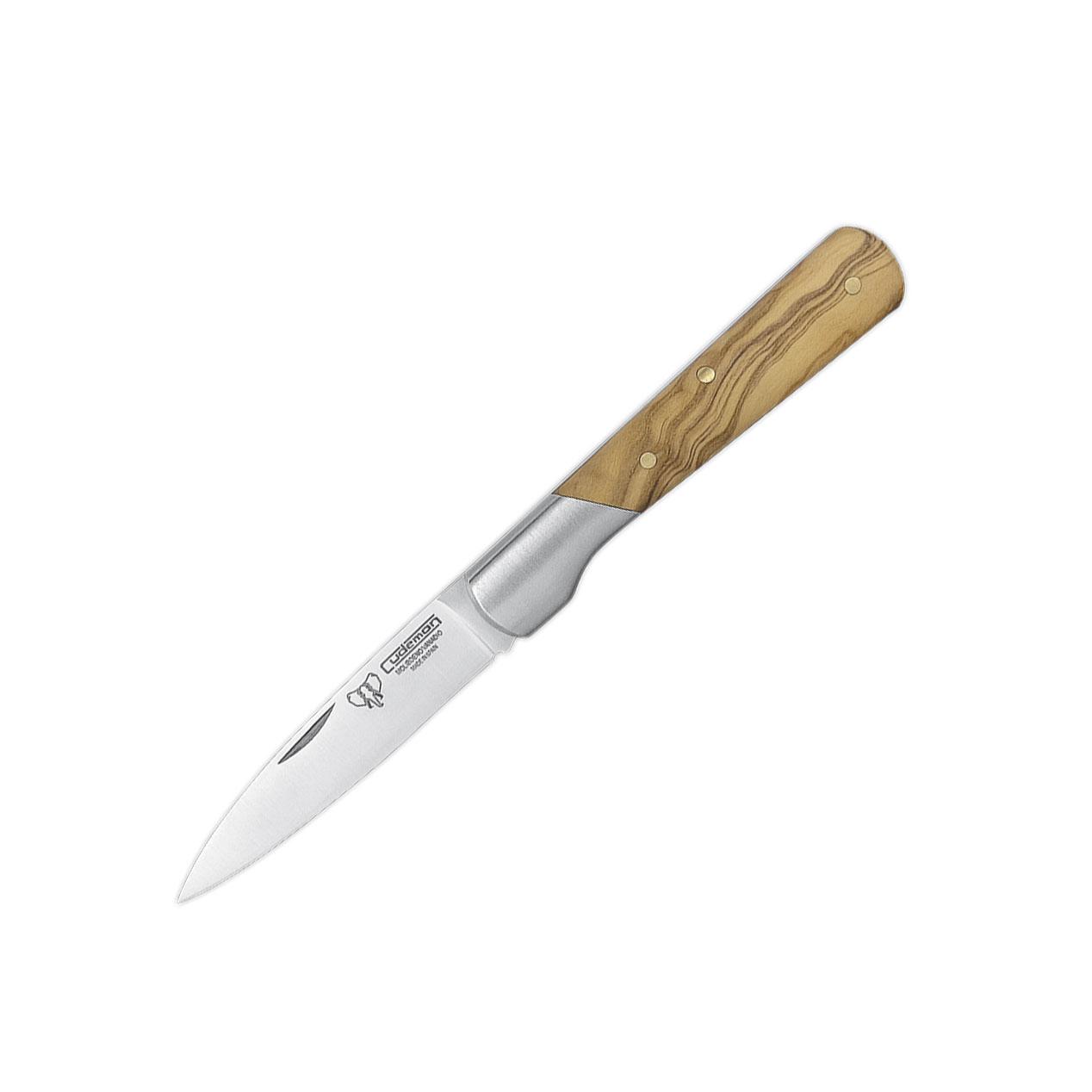 Couteau de poche Cudeman avec virole. Manche en olive satinée. Ac...