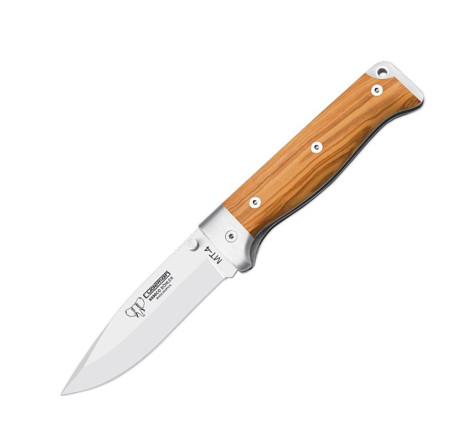 MT4 Cudeman folding knife. Satin olive handle. Leather case