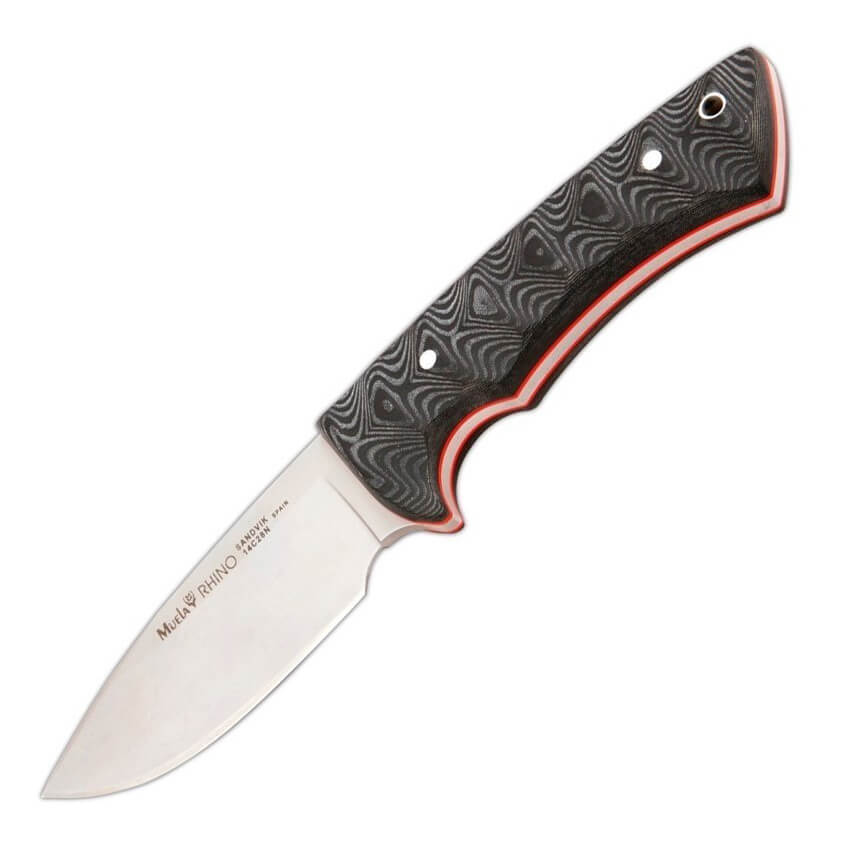 Cuchillo táctico Muela Rhino con mango de micarta negra y funda k...