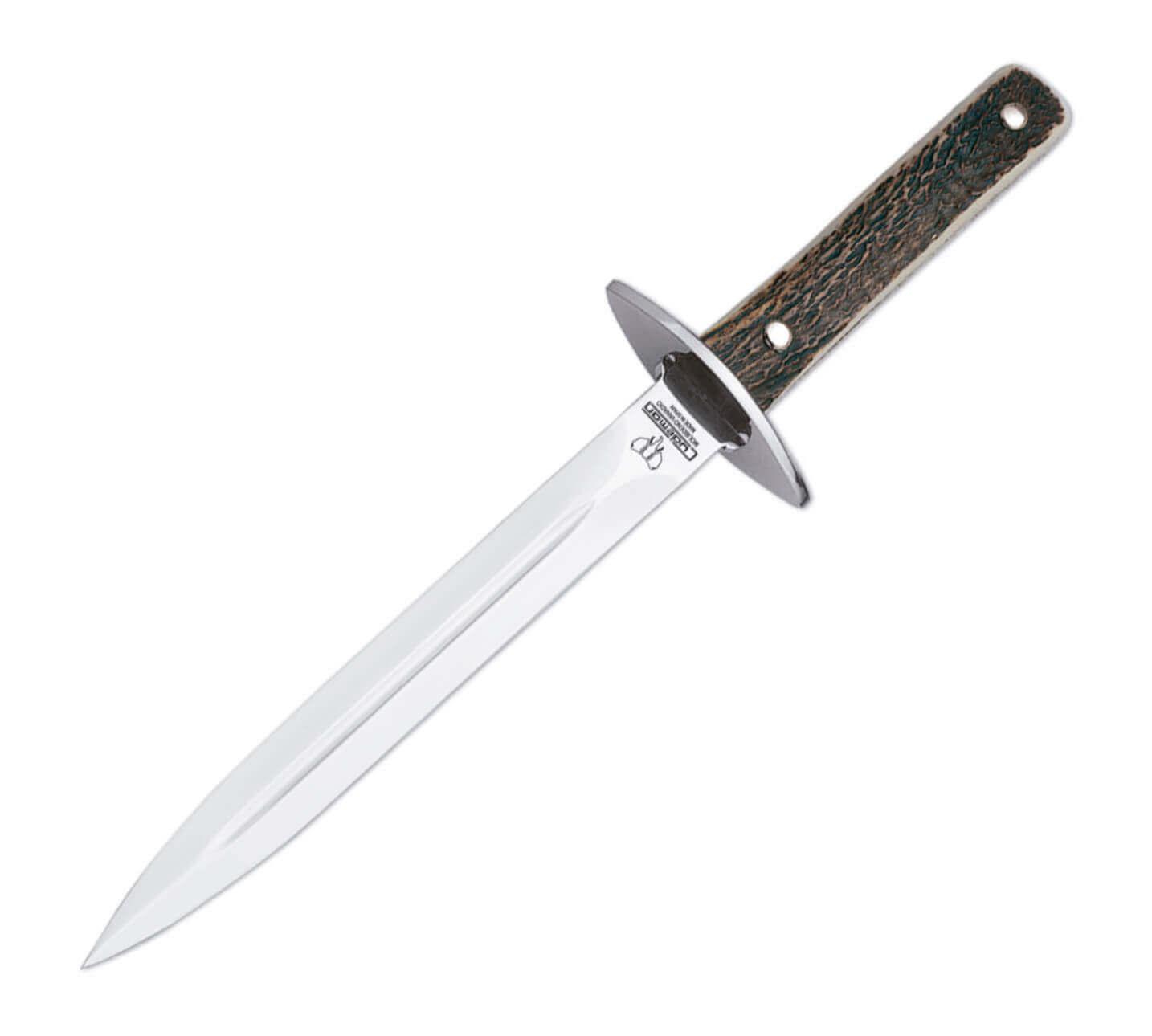 Dague de chasse de 23 cm de lame et manche en corne de cerf