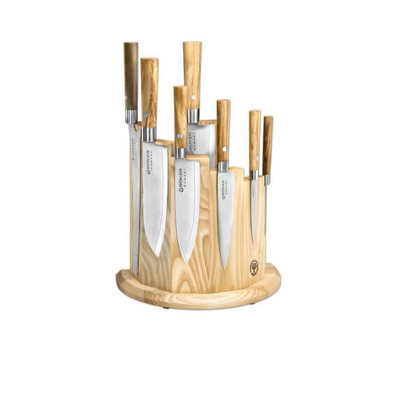 Damascus Olive Knife Set by Boker