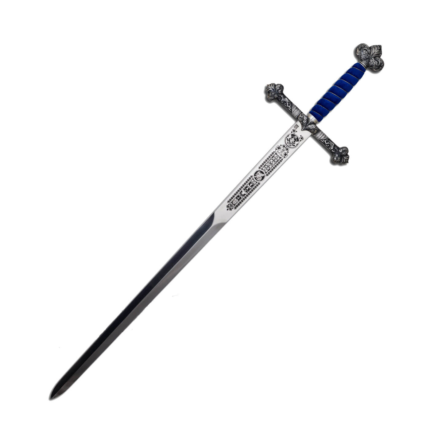 Espada de San Jorge con acabado en plata y empuñadura azul Marto ...