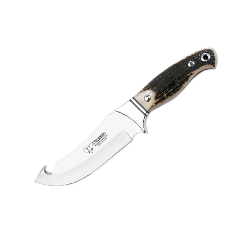 Cuchillo de desollar con puño de asta de ciervo, hoja de acero Mo...