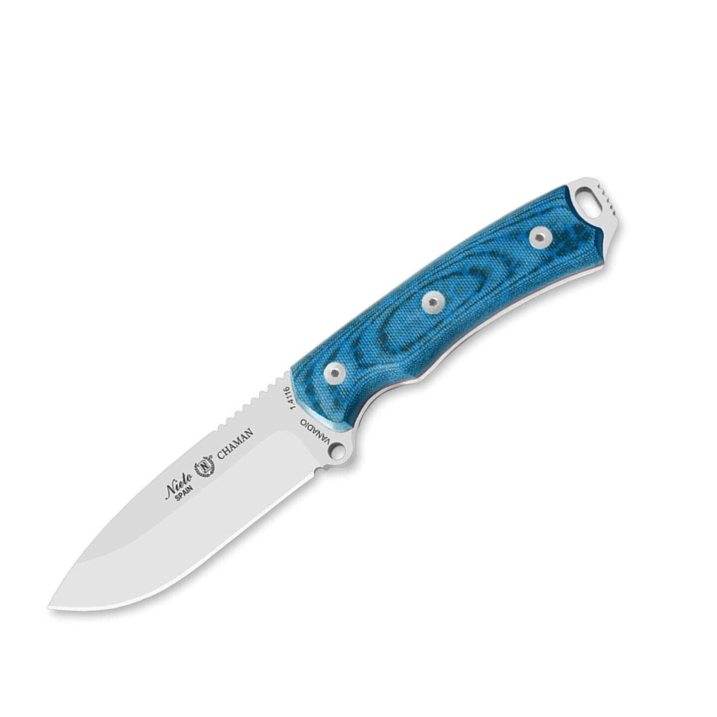 Cuchillo Nieto Chamán con kit plus con mango de katex azul y hoja...