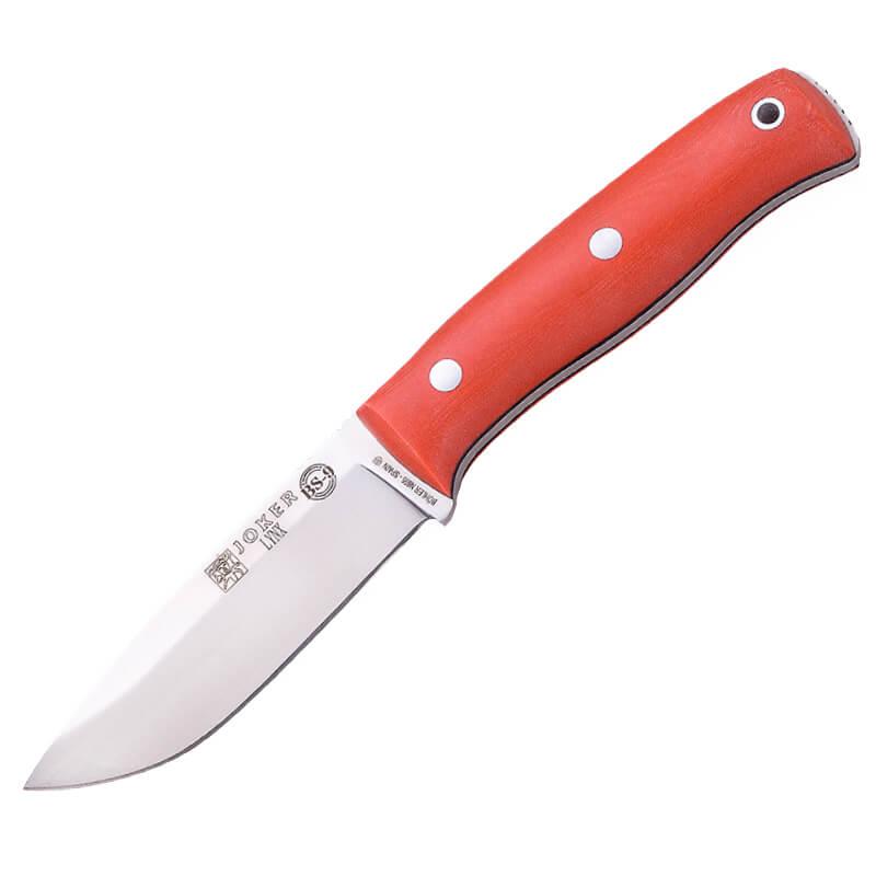 Joker BS9 Lynx con mango de micarta naranja y funda de cuero con ferrocerio