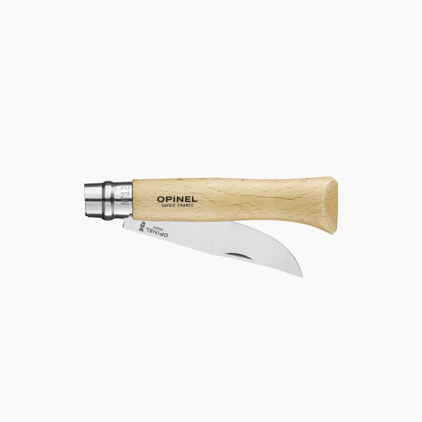 Opinel Nº 12 con hoja de acero inoxidable y mango de madera de haya barnizada