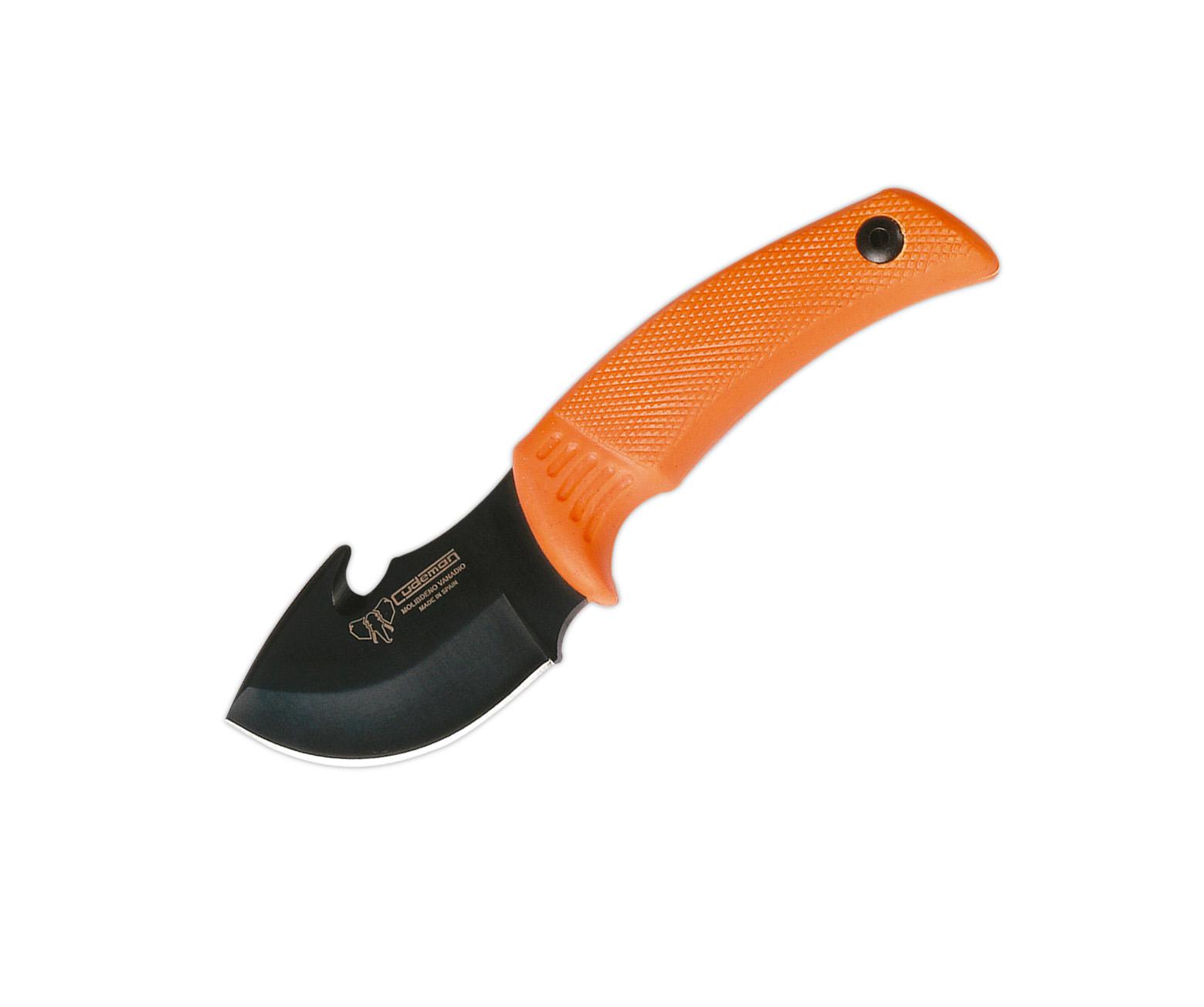 Couteau à dépecer Cudeman avec poignée en caoutchouc orange antid...