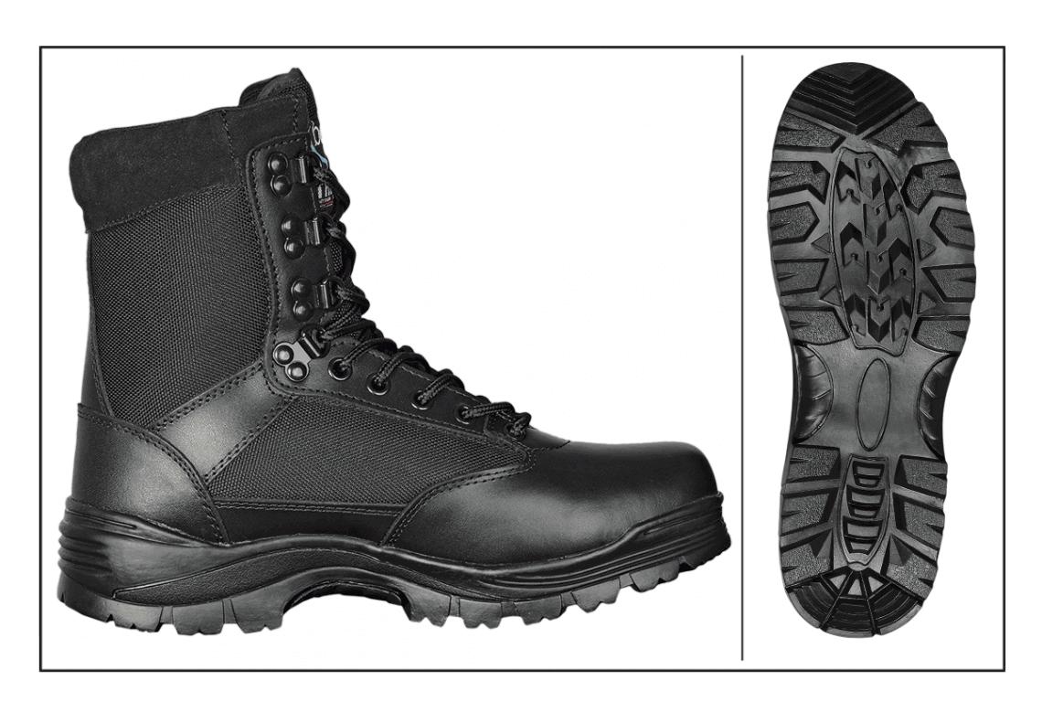 Bottes tactiques BARBARIC en cuir noir et nylon 34771