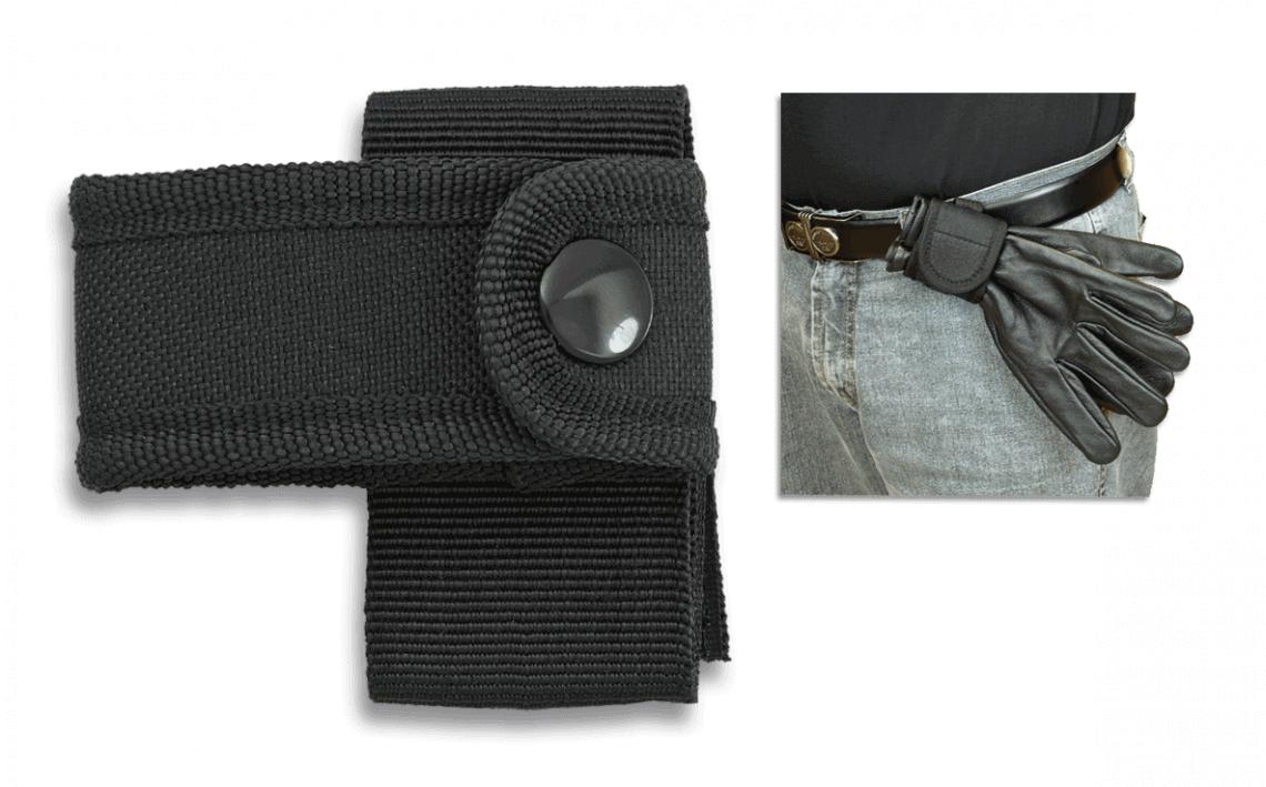 Barbarischer schwarzer Handschuhträger in horizontaler Position