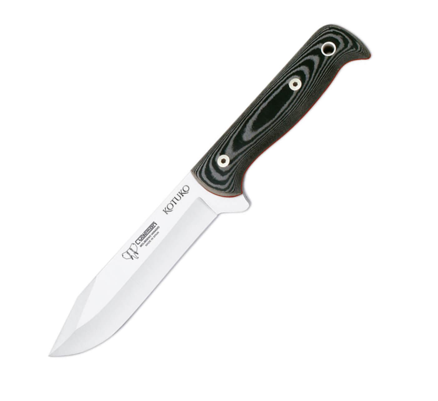 Couteau de chasse KOTUKO avec manche en micarta noir avec entreto...