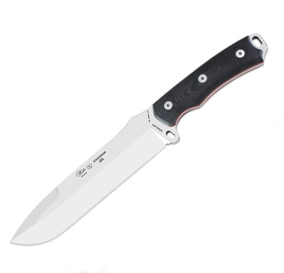 Cuchillo bushcraft Nieto Chamán XXL con mango de G10 negro y hoja...