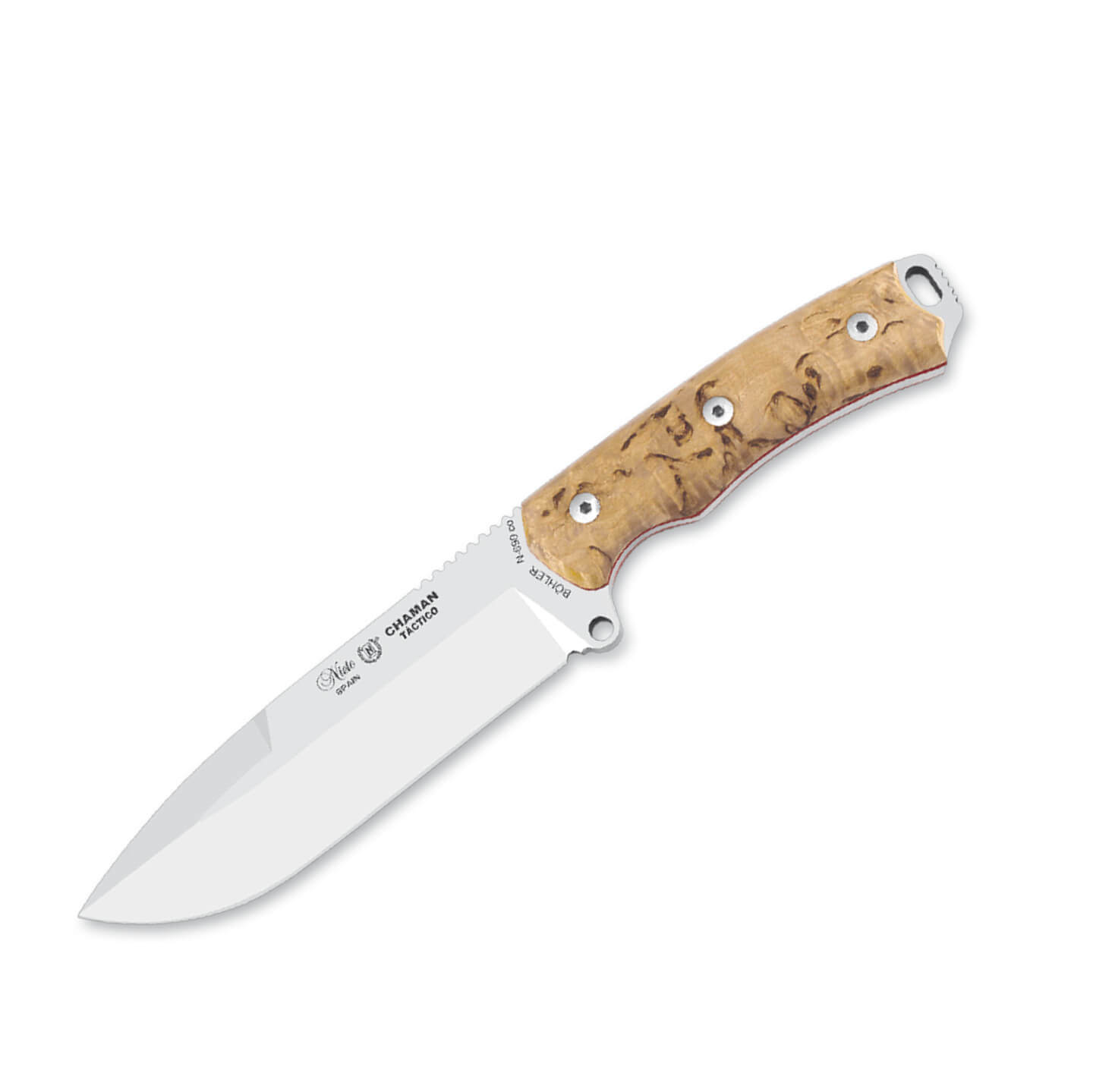 Cuchillo Nieto Chamán táctico básico con mango de madera de abedu...